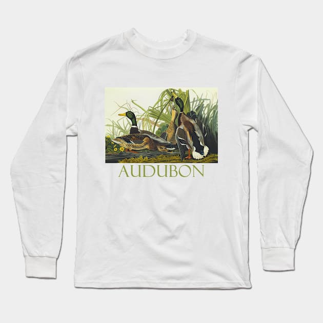 Mallard Duck by John James Audubon Long Sleeve T-Shirt by Naves